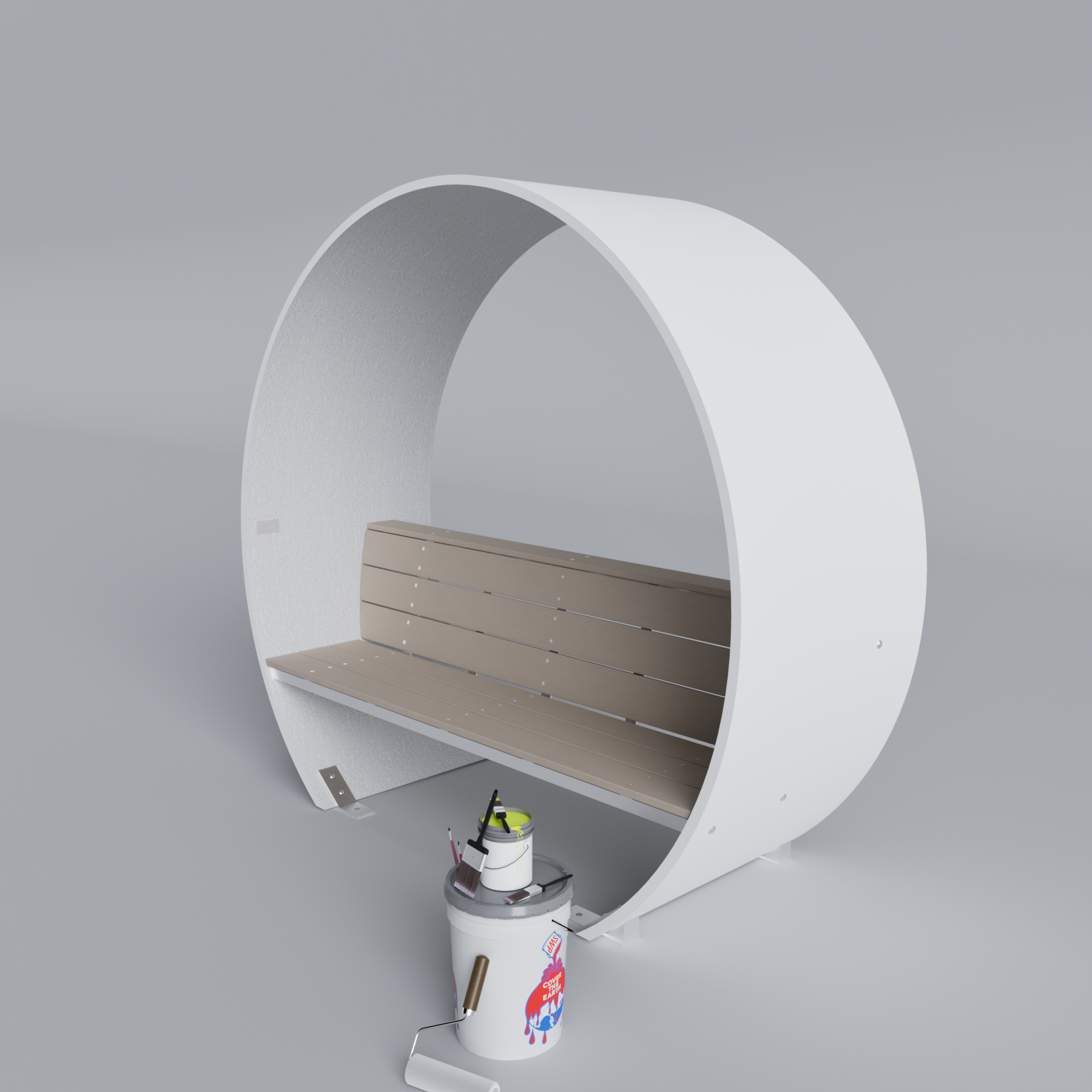 Covered Wind Turbine Blade Bench Primed