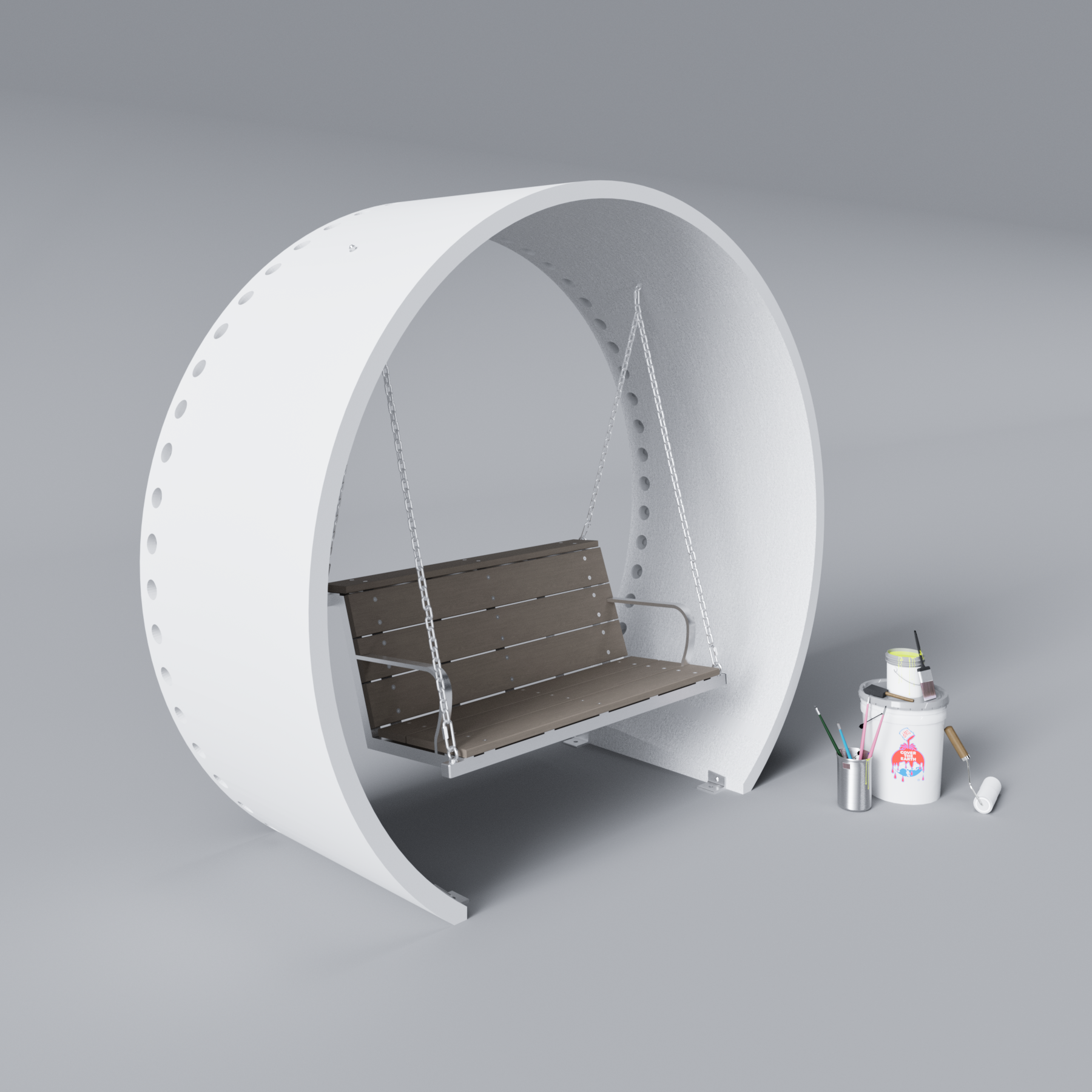 Wind Turbine Blade Covered Bench Swing Primed