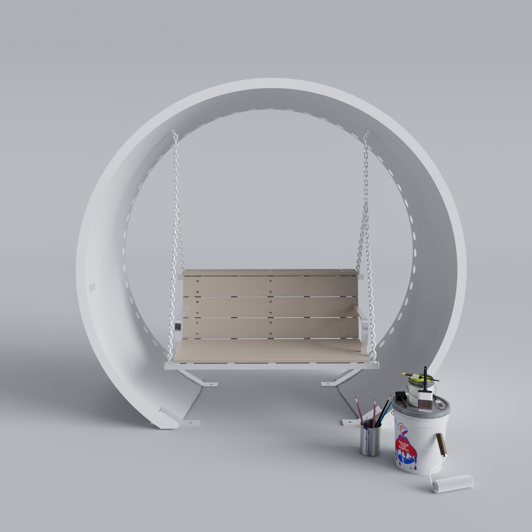 Wind Turbine Blade Covered Bench Swing Primed