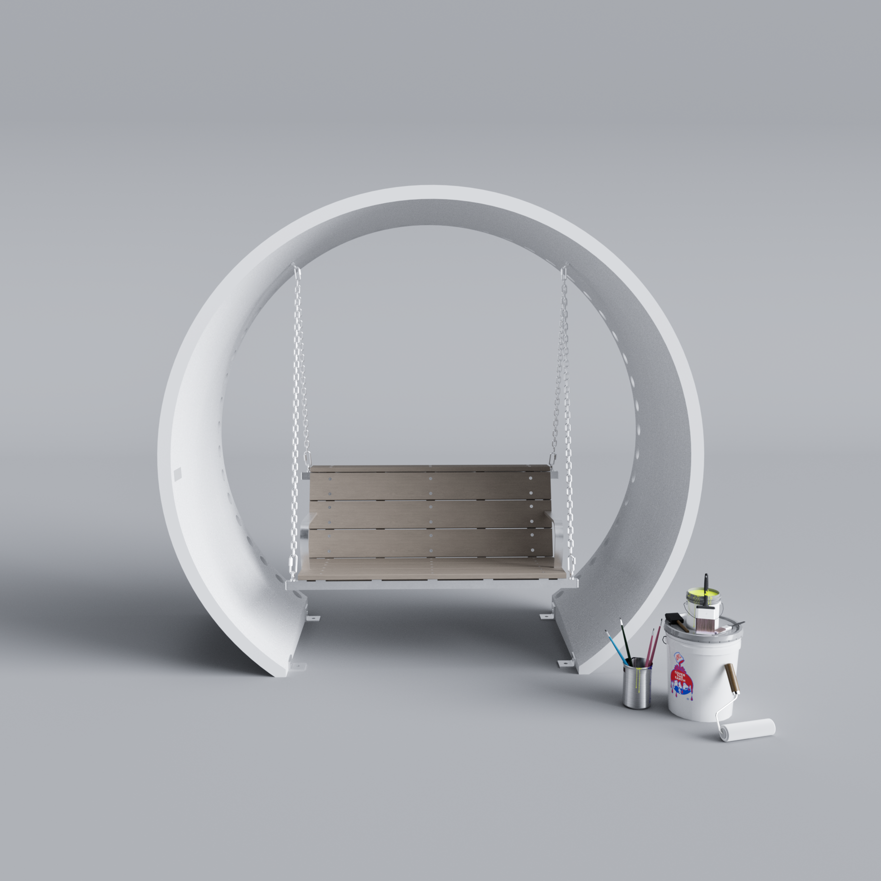 Wind Turbine Blade Covered Bench Swing Primed