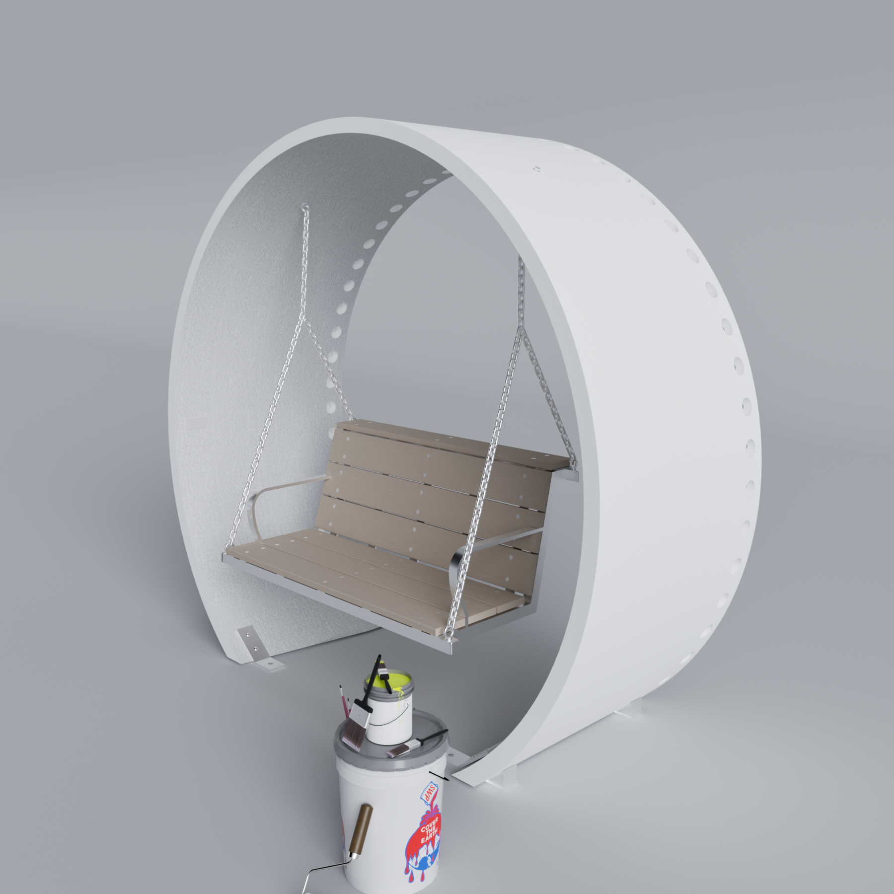 Wind Turbine Blade Covered Bench Swing Primed