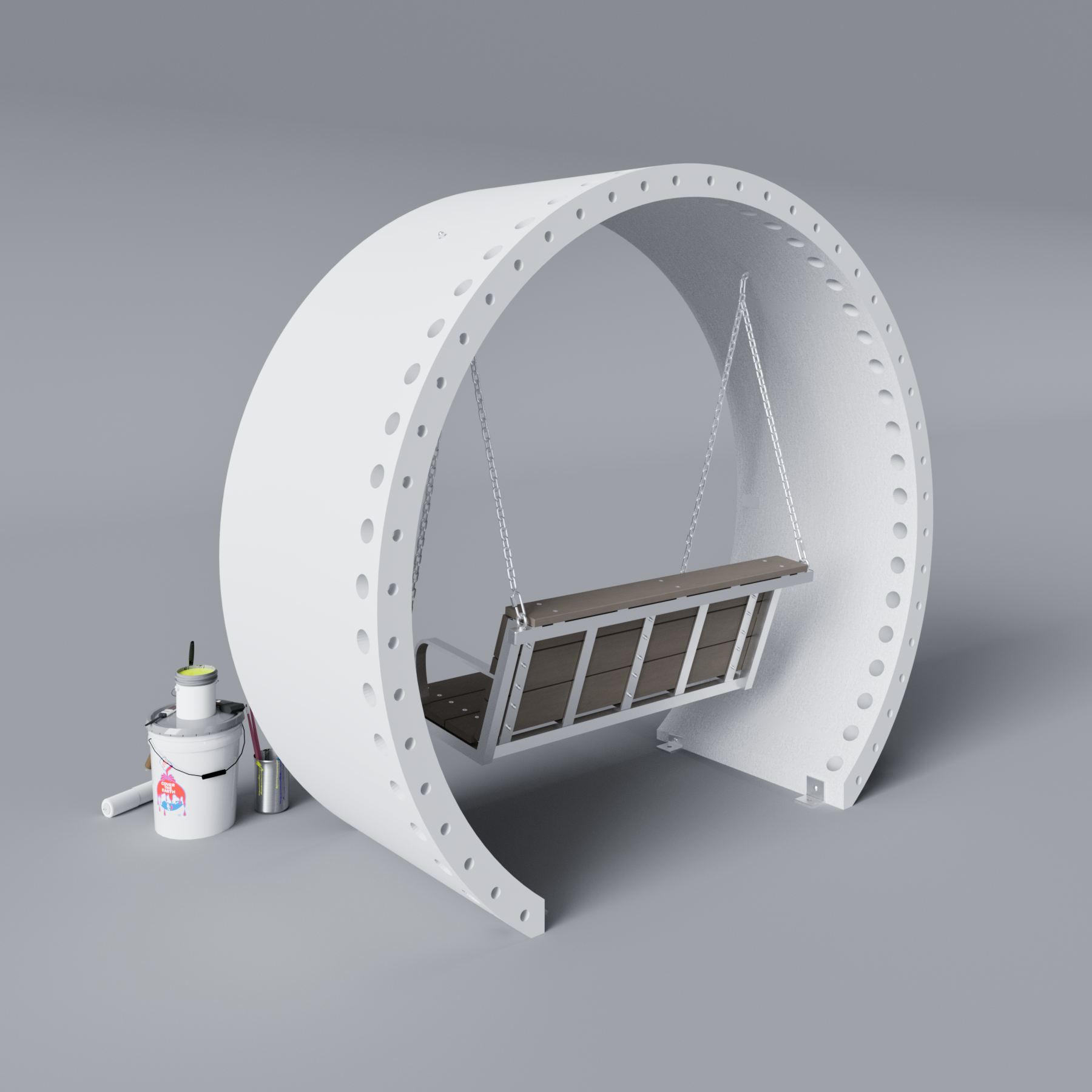 Wind Turbine Blade Covered Bench Swing Primed