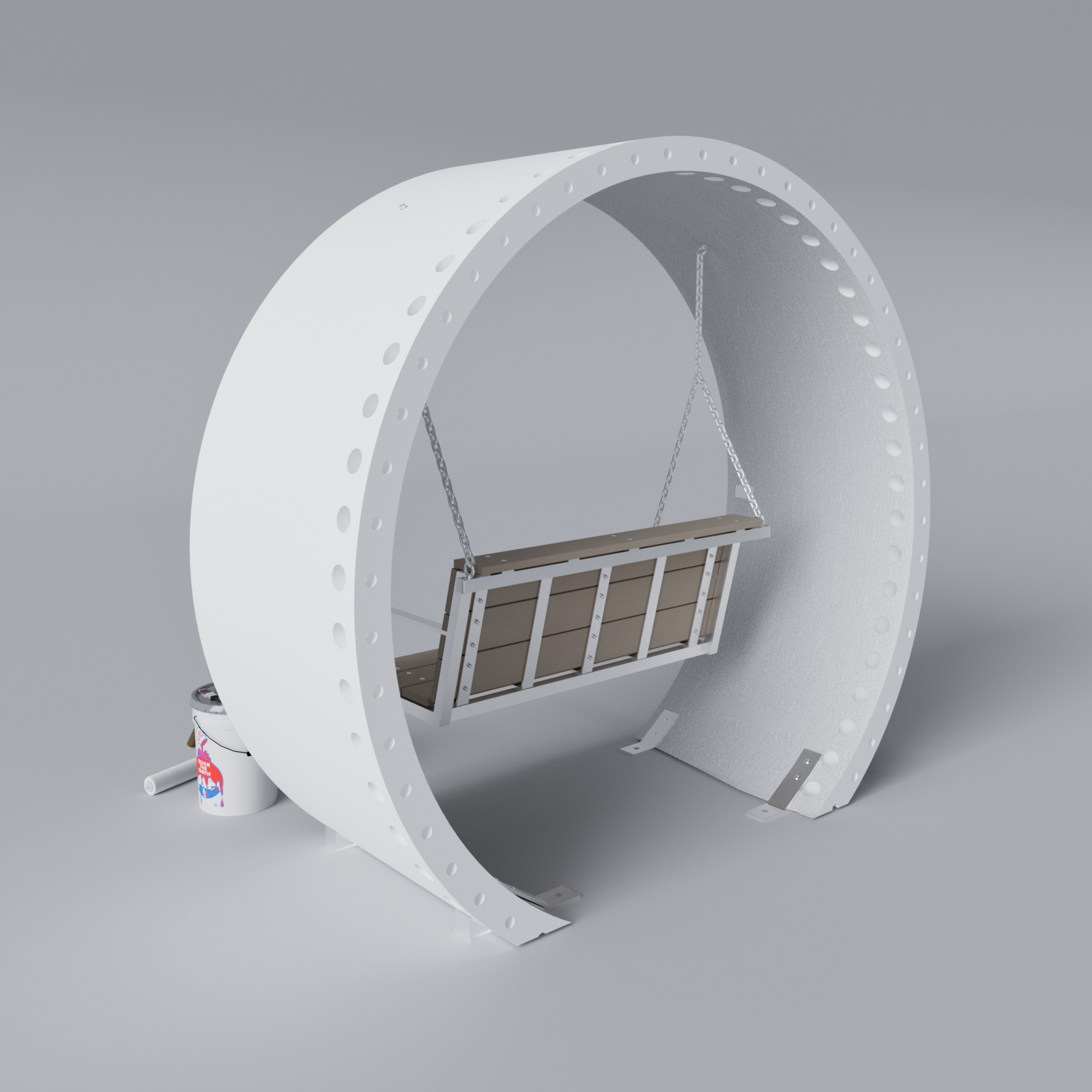 Wind Turbine Blade Covered Bench Swing Primed