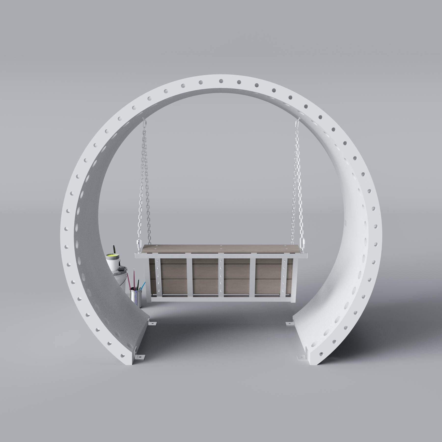 Wind Turbine Blade Covered Bench Swing Primed