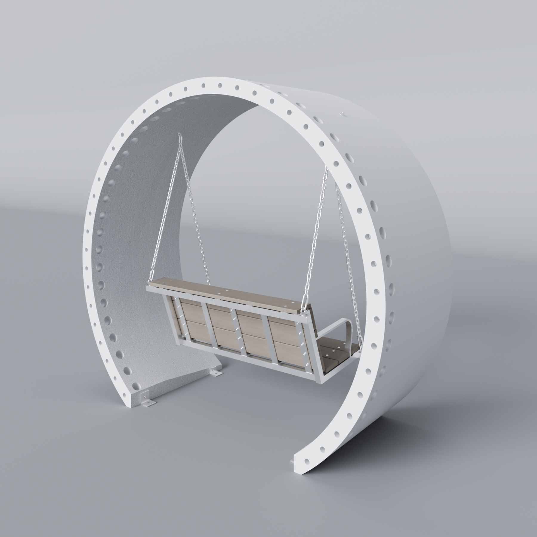 Wind Turbine Blade Covered Bench Swing Primed