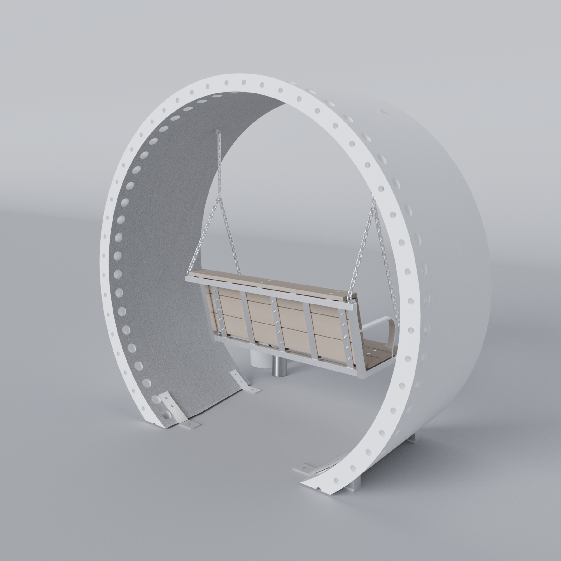 Wind Turbine Blade Covered Bench Swing Primed